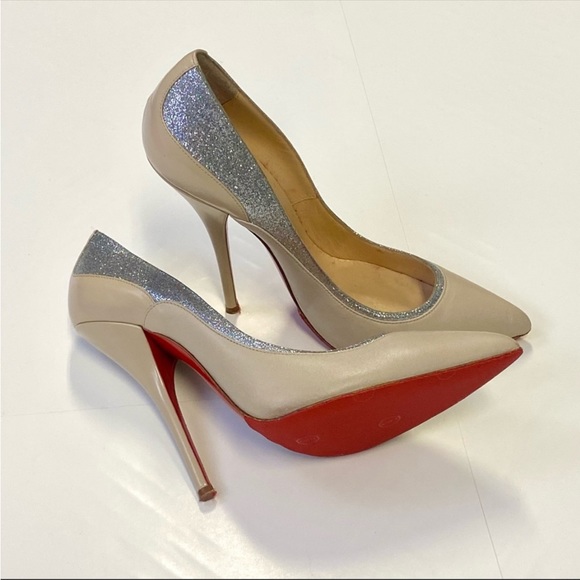 COPY - Christian Louboutin Tucsy 120 Nude Glitter Heels! - Picture 2 of 6